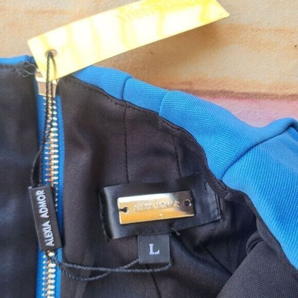 NWT Alexia Admor Cobalt‎ Blue V-Neckline Cap Sleeve Midi Dress Size Large - Picture 7 of 7